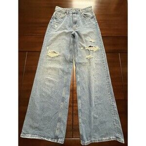 🔥Baggy Wide Leg Jeans Rave Skater 94 Y2K Holes Distressed 💯 Cotton Streetwear